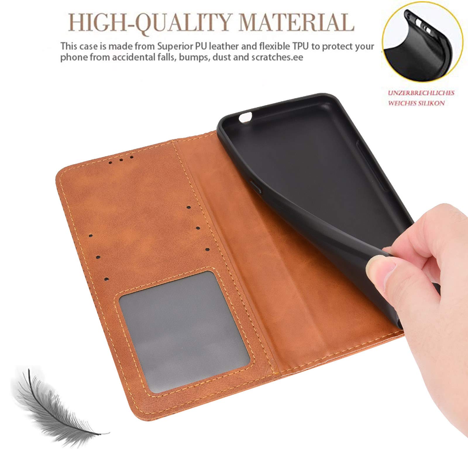 Cover In Pelle GOKEN Per Oppo A16 / A54s / A16s | Custodia Portafoglio Flip Con Slot Carte E Supporto | Chiusura Magnetica E Protezione RFID | Blu