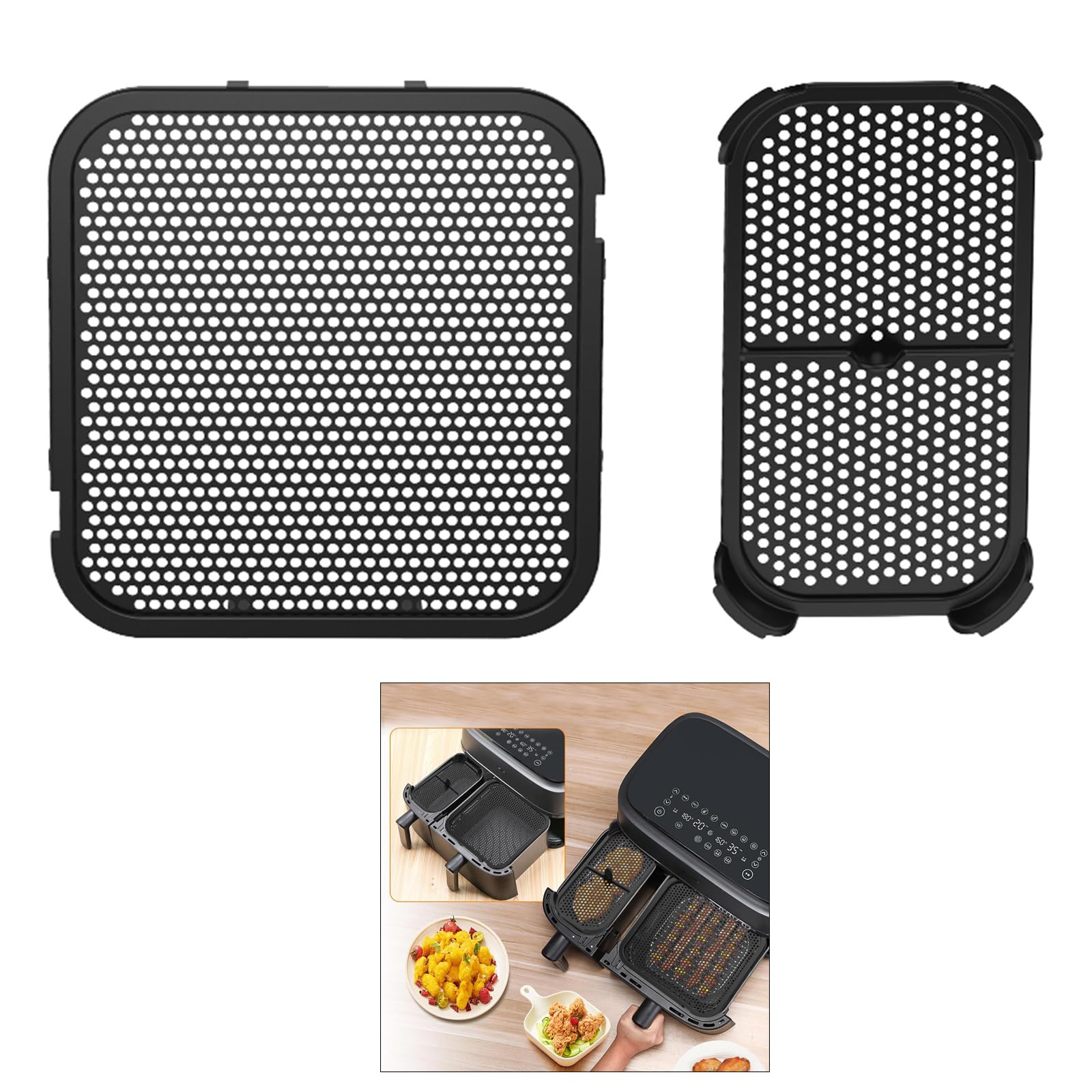 Pack Of 2 Silicone Splash Protectors Splatter Guards Oil-proof Covers Duals Basket Air Fryers Accessories