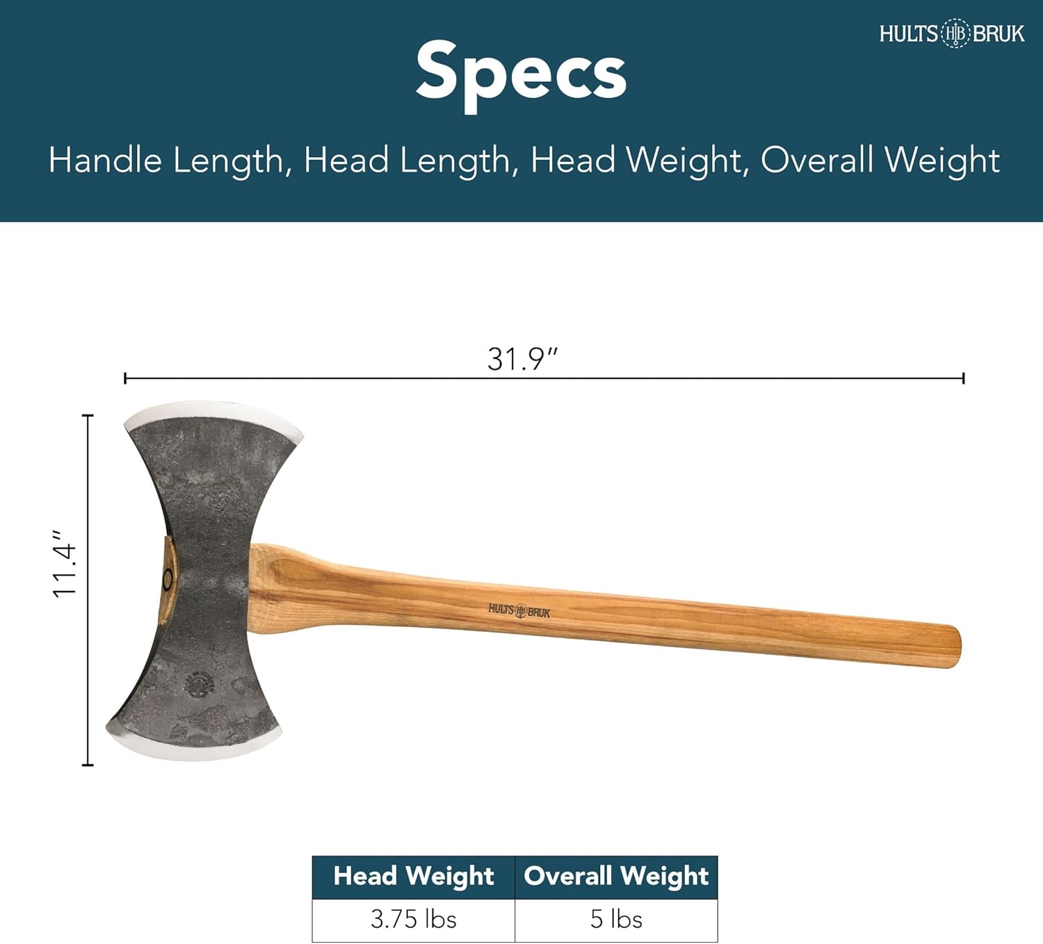 Hults Bruk 840752 Motala Double Bit Axe - 3.75 lb Head, 30" Handle