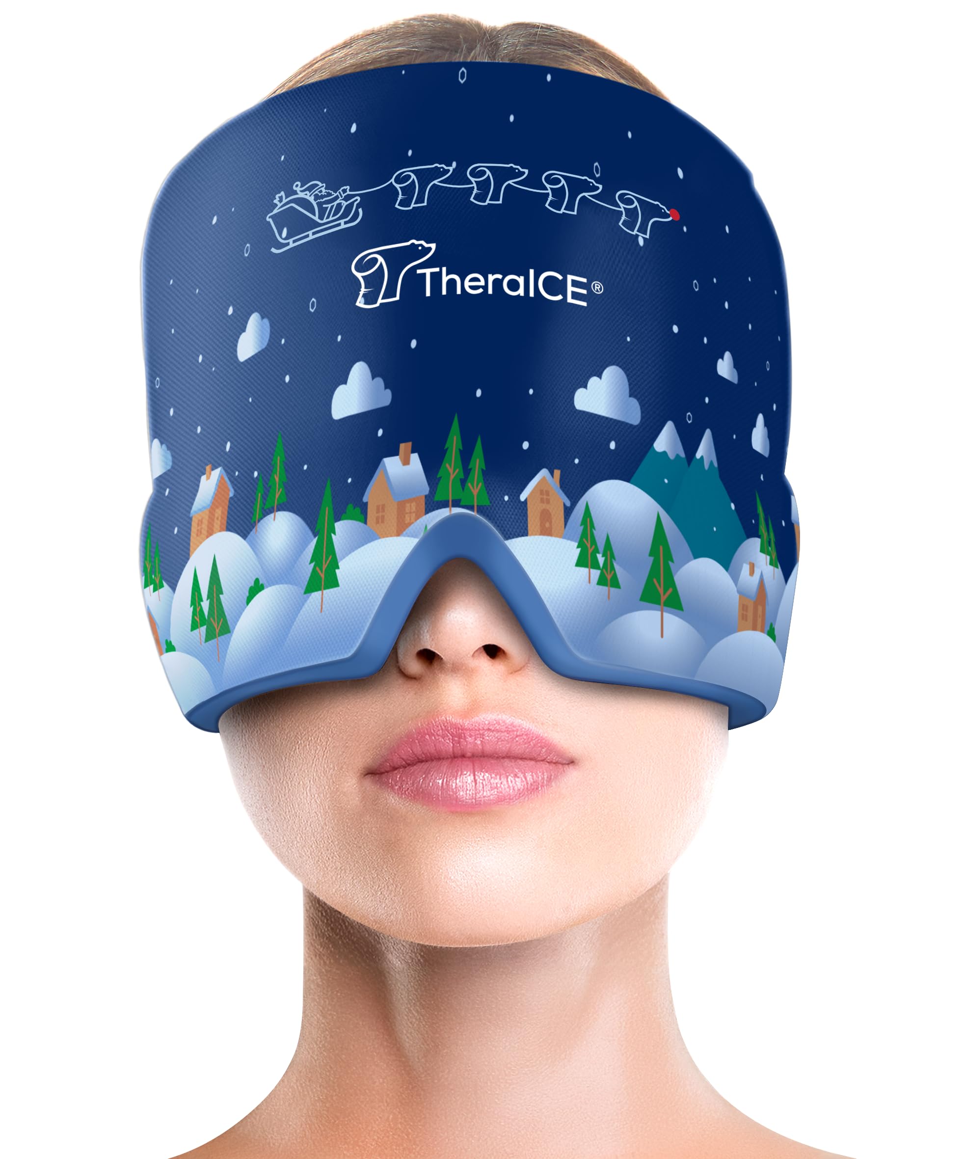 TheraICE Migraine Headache Relief Cap, Hot & Cold Therapy Hat, Migraine Relief Cap, Cool Gel Head Wrap, Headache Cap Ice Pack Mask, Cold Compress Migraine Relief Products Device for Tension & Stress