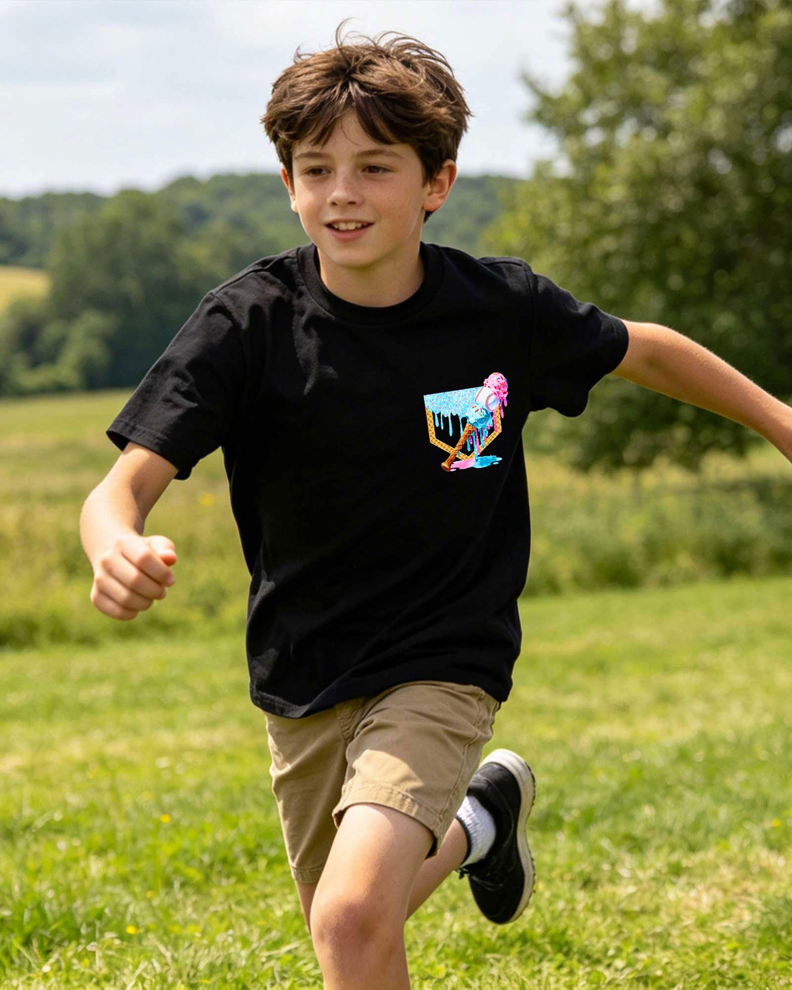 Funnycokid Jungen Shirts Kinder Baseball T-Shirts T-Shirts für 7–12 Jahre | Doppelseitiges grafisches Outfit, kurzärmelig, bedruckte Kleidung