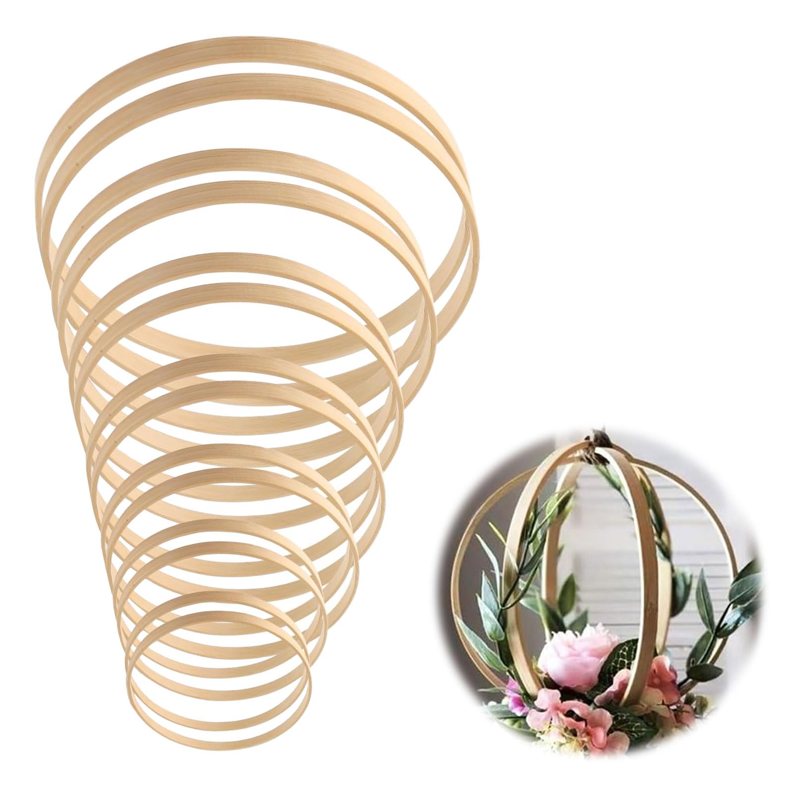 Lot De 14 Anneaux En Bois De Bambou Pour Le Bricolage, Le Macramé, Le Bricolage, Les Attrape-rêves, Les Anneaux En Bois, Pour La Couronne De Mariage