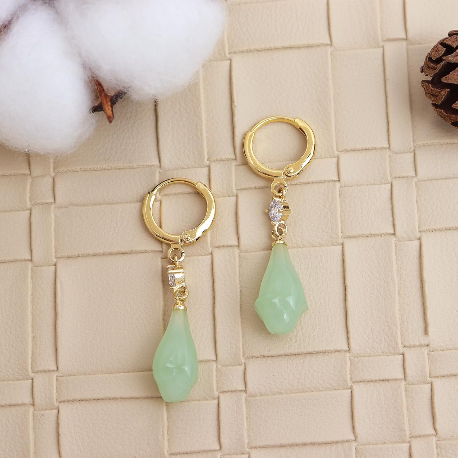 Chunky Gold Rhinestone Dangle Hoop Earrings for Women, Trendy Statement Thick Cubic Zirconia Geometric Drop Huggie Earing Prom Fashion Jewelry Gift - Image 5