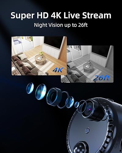 Miniatura 7 de VIDCASTIVE Mini cámara oculta espía 4K inalámbrica WiFi pequeña cámara de niñera portátil interior secretas pequeñas cámaras de seguridad de video