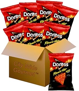 Doritos Flamin" Hot Nacho Tortilla Chips, 1.75 ounce bags (Pack of 8), Bundled by City Wide Gourmet
