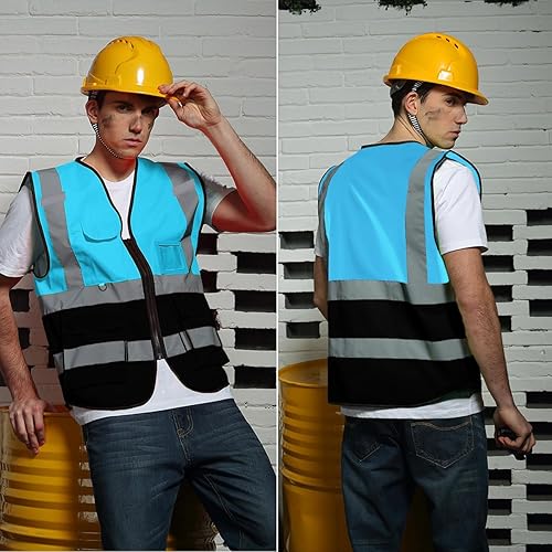 Miniatura 6 de BeautyWill Chaleco de seguridad con logotipo personalizado de alta visibilidad, chaleco reflectante clase 2, ropa de trabajo de construcción con 5