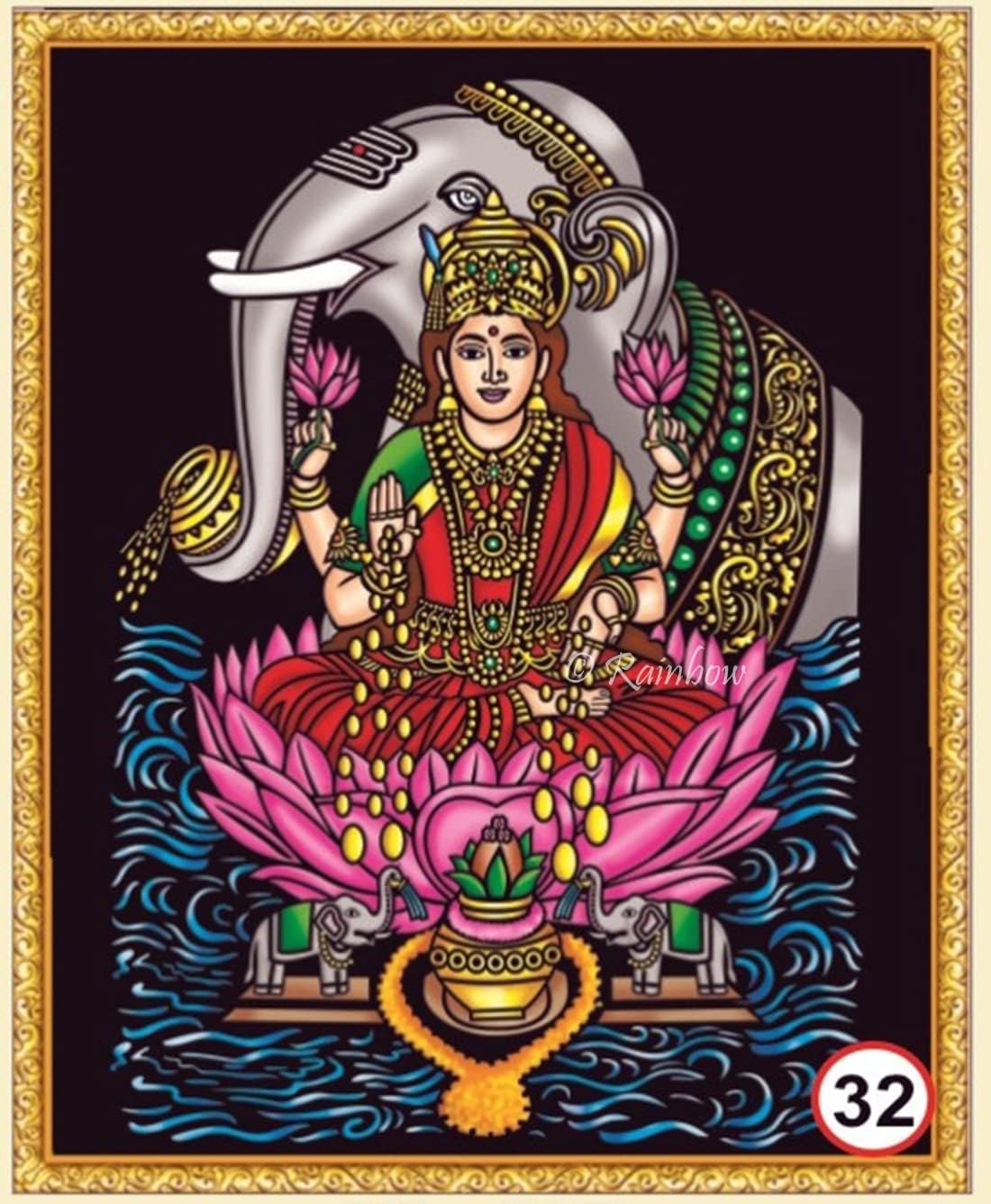 Rainbow DIY - Emboss Painting Kit, Lord Lakshmi Devi, Medium(13x19 inch), Design No. 32