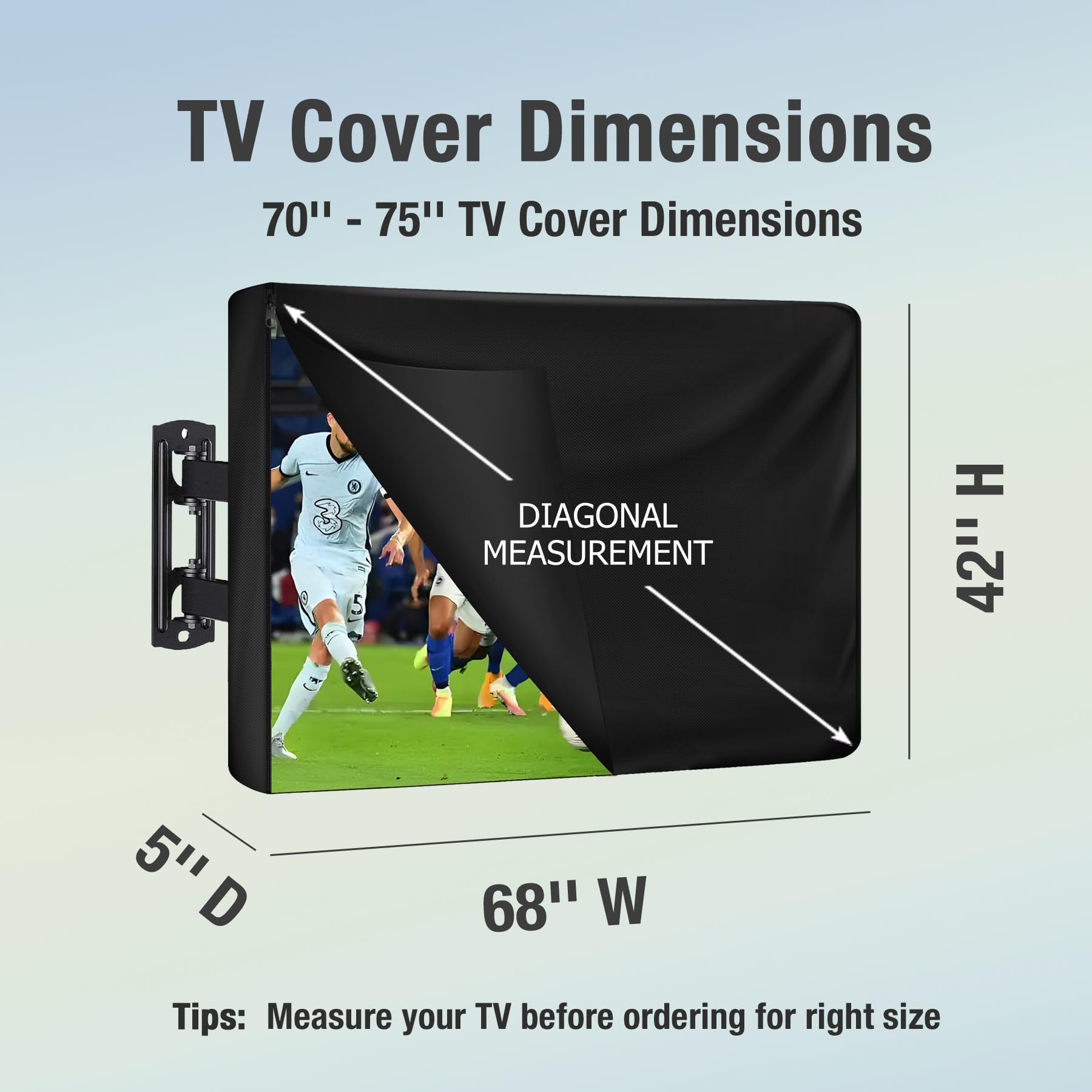 REDRICH Funda de TV 600D resistente para TV de 70 a 75 pulgadas, protectores de pantalla mejorados impermeables y a prueba de polvo con cremallera para exteriores