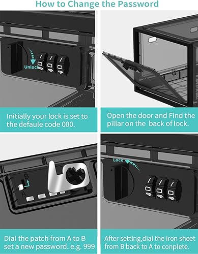 Vista 14 de Caja de bloqueo grande para medicamentos seguros, caja de almacenamiento con cerradura para refrigerador/aperitivos, cajas de bloqueo para teléfono