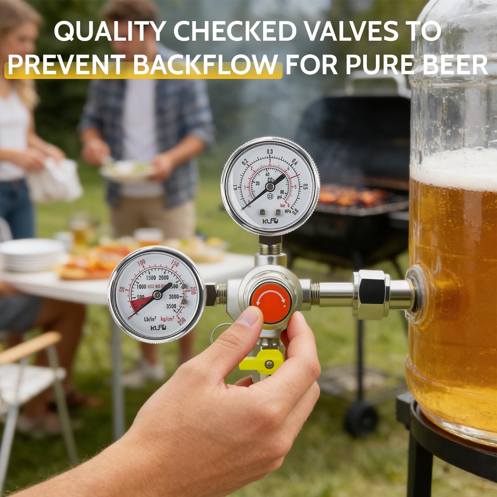Reductor de presión de CO2 para cerveza, regulador de presión con doble medidor W21.8, reductor de presión profesional reutilizable para máquina de cerveza, grifo de cerveza y cerveza