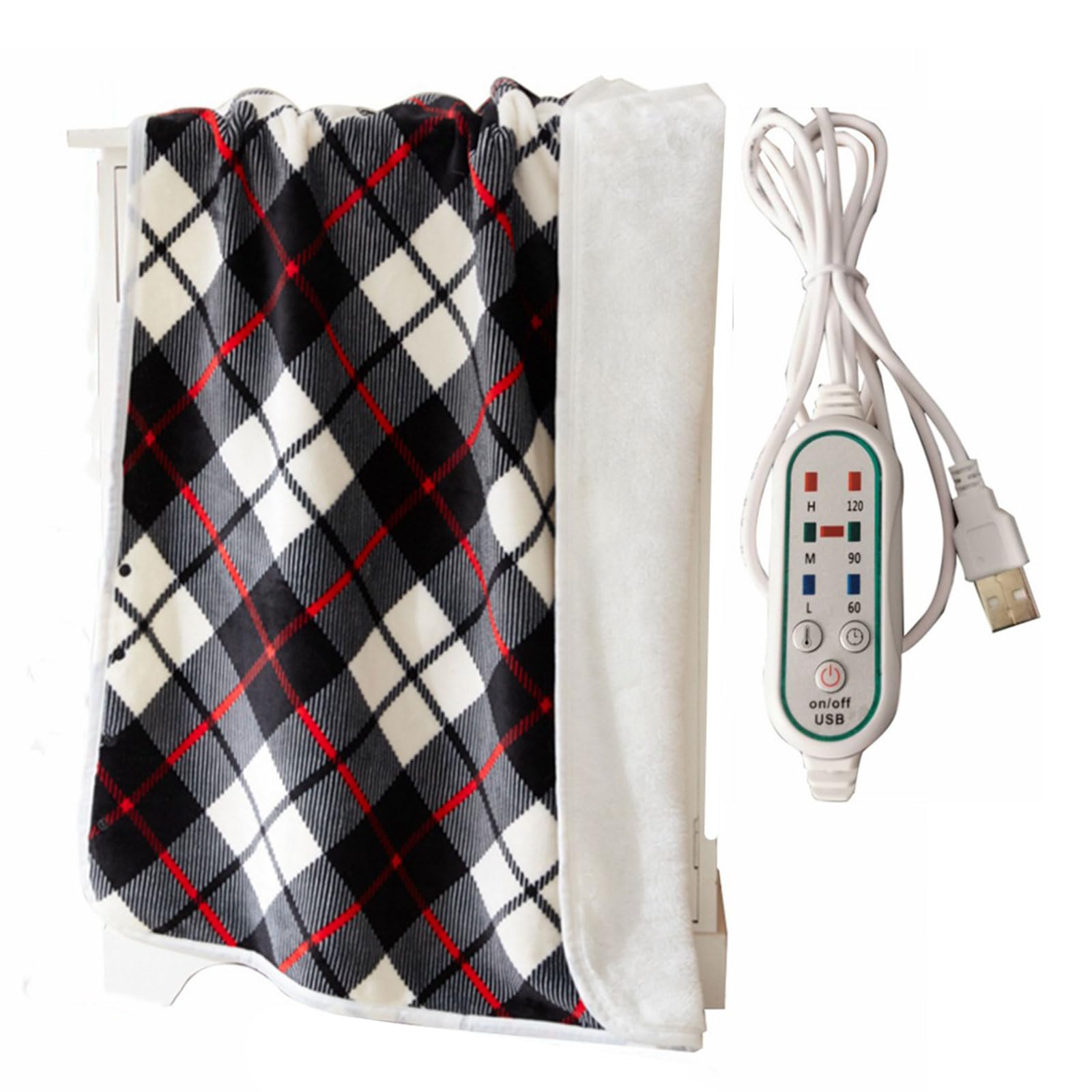Hsioluted Heated Blanket Wrap Portable USB Warm Shawl Blanket Adjustable Flannel Throw Blankets Heat Up Quickly Home Heated Soft and Comfortable USB