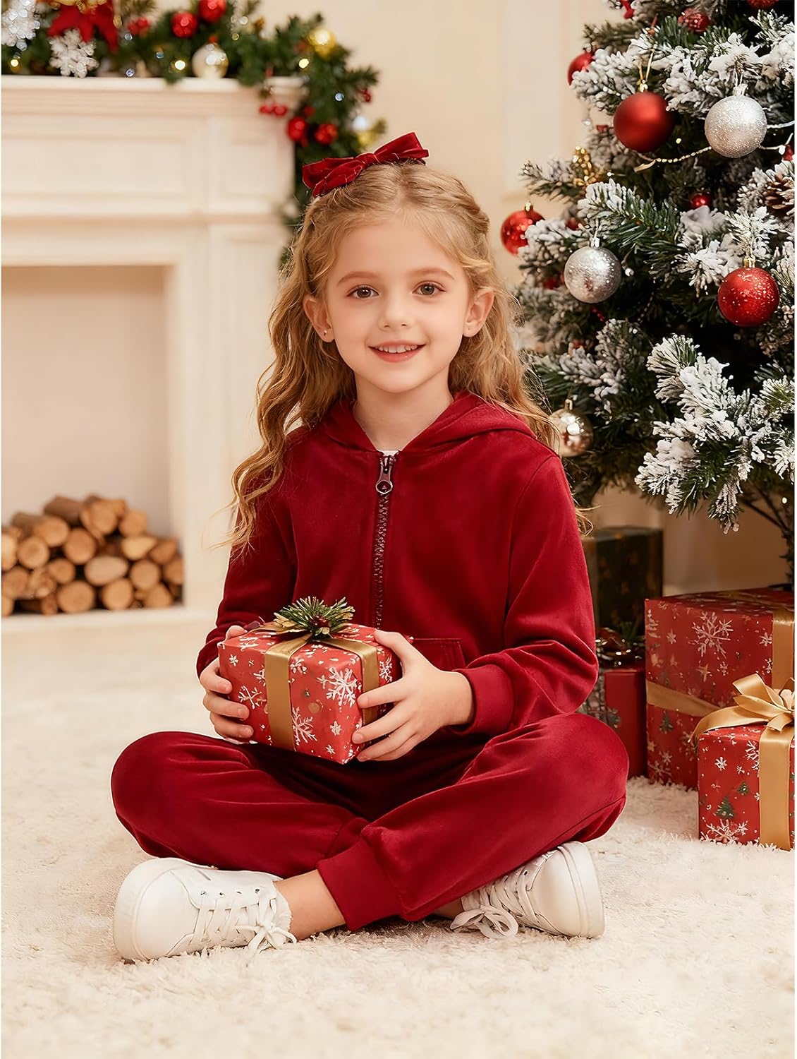 Toddler Girls Boy Clothes Set Fleece Hooded Outfits Casual Sweatsuits Kids Jogger Tracksuits 6M-12Y