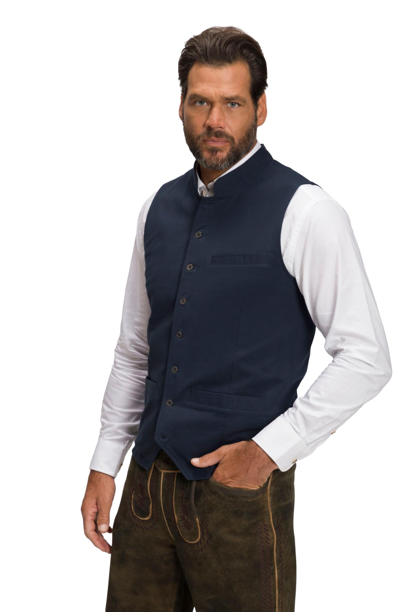 JP 1880 Men's Costume Sweat Stand-Up Collar Embroidery Vest Navy Blue 7XL, navy blue, XXXXXXXL