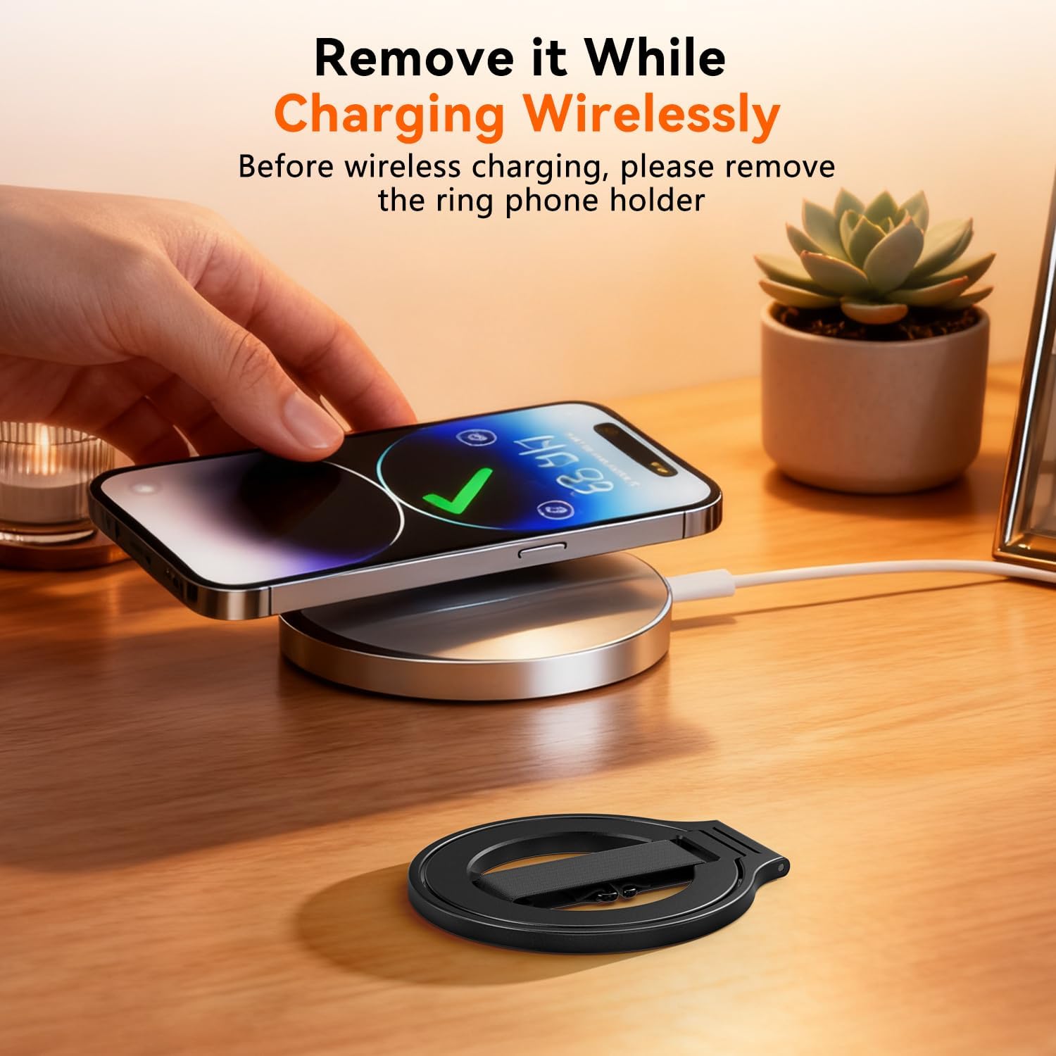 4-in-1 Magnetic Phone Grip Stand with Finger Strap Loop for Magsafe, [2025 Upgraded] Removable Phone Ring Holder for iPhone 17 Pro M ax/16/15/14/13/12 Series, White Elephant Gift For Men, Black - Image 7