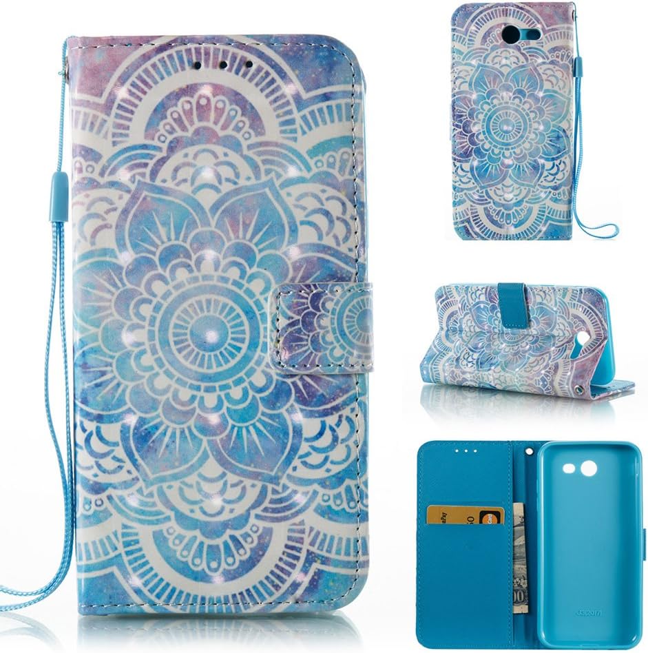 Galaxy J7 Prime Case,Galaxy J7 Sky Pro Case 2017,J7 V Case,J7 Perx Case,Halo Case,Voanice Wallet PU Leather Card Slots Holder and Stand Flip Protective Case Shockproof Magnetic Cover&Stylu-Blue flower
