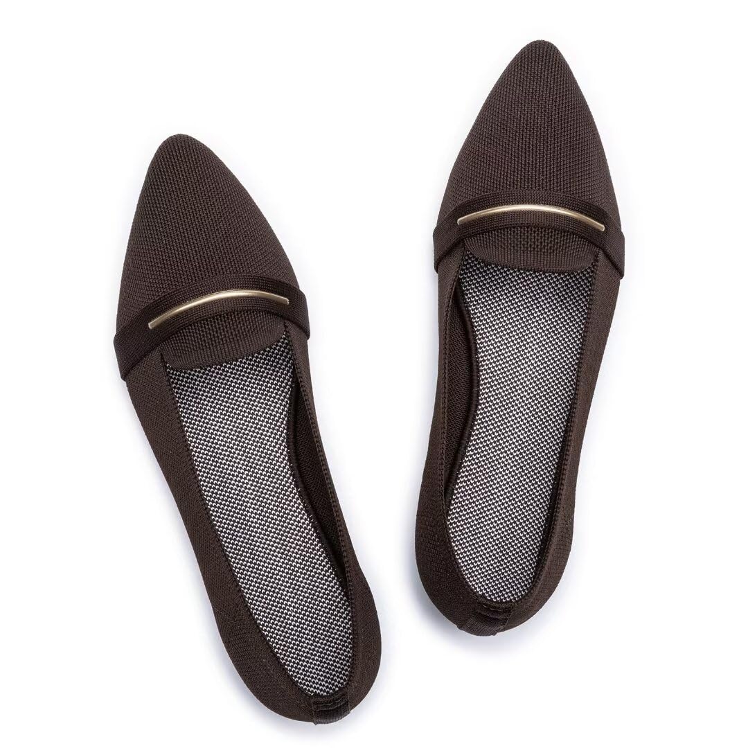 Frank Mully Women's Casual Loafer Flats Slip On Loafer Shoes Comfortable Knit Flat Shoes Classics Pointy Toe Loafer Flats,for Work,Travel