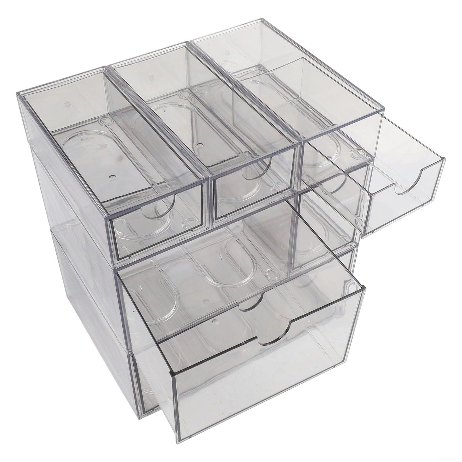 Boîte de rangement à tiroirs acrylique compartimentée pour fournitures de bureau et maison