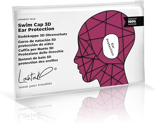 Miniatura 8 de Gorras de natación 3D  Gorra de natación con protección para los oídos para mujeres y hombres  Silicona, impermeable  Se adapta a cabello largo y