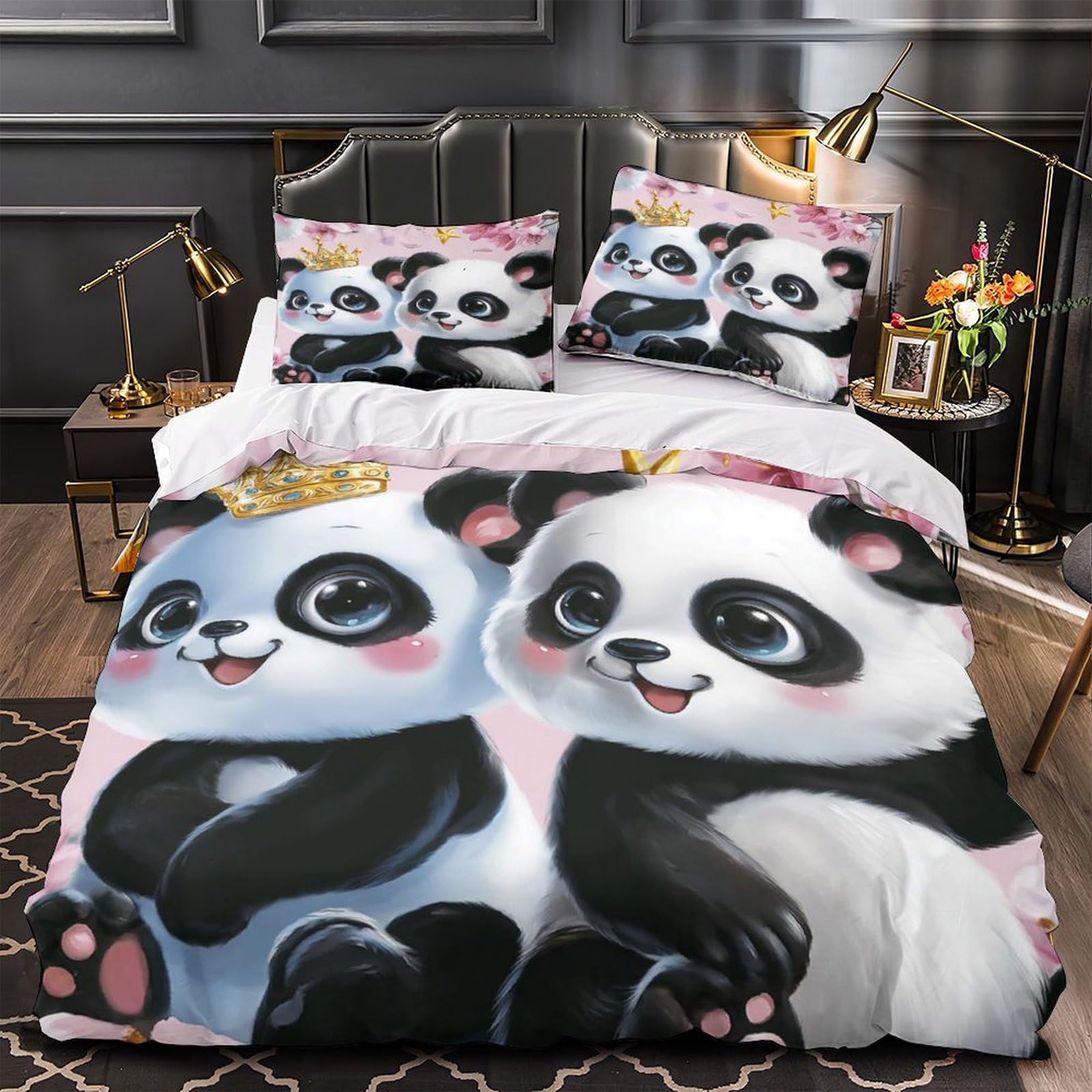 Parure de lit Super King 260x220cm imprimée 3D avec housse de couette microfibre