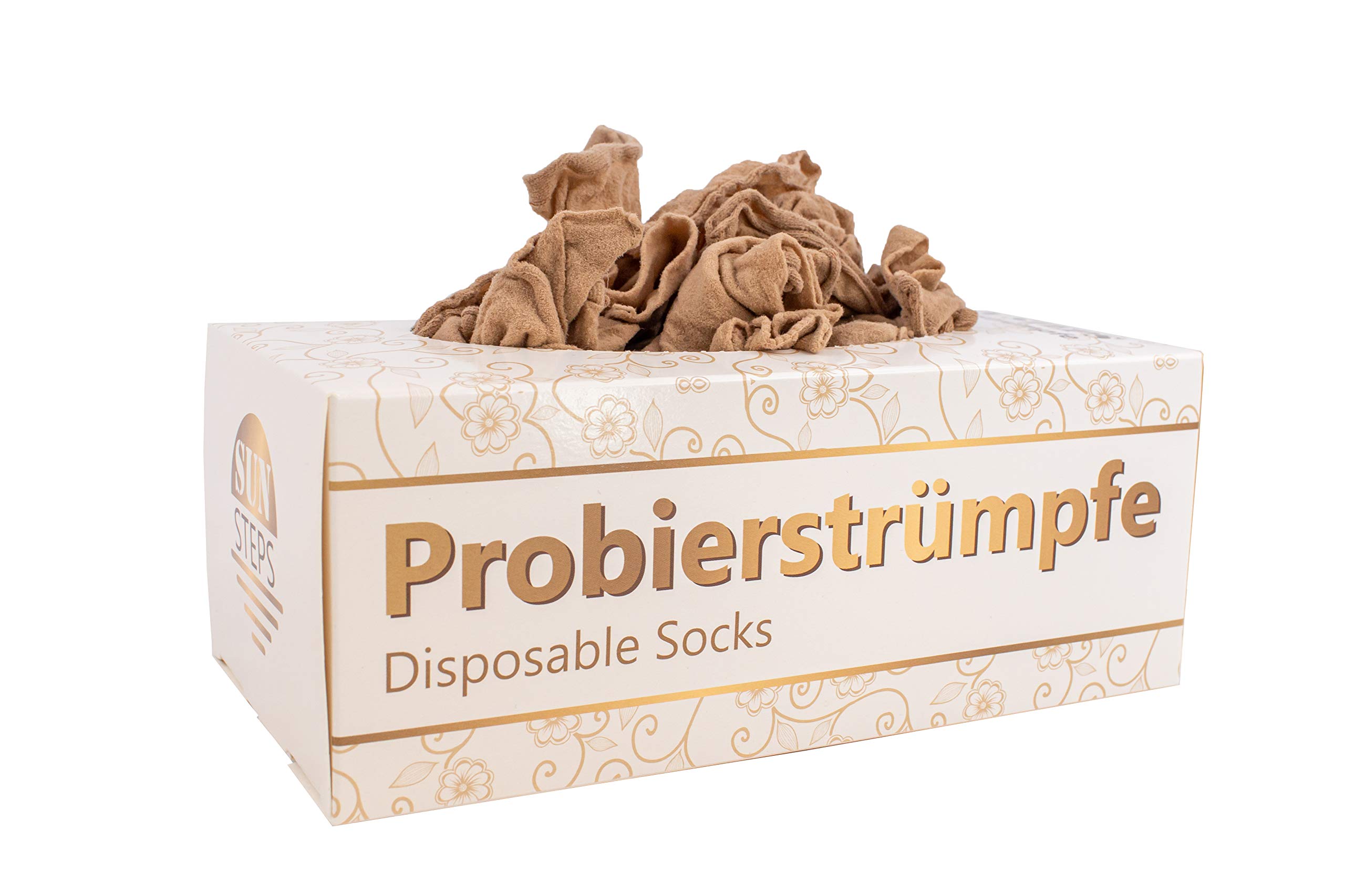 Probierstrümpfe 144 bis 8000 Stück Einweg Probiersocken Probiersöckchen Hautfarben, für Schuhanprobe Strümpfe Einwegsocken mit Spenderbox, ideal für Schuhgeschäfte und Brautmode