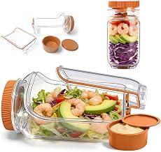 Salad Pod, 1000ml Side-Opening Salad Container (Salad Container for Lunch), Lunch Salad Box for Office, Gym, Camping, Outdoor Activities, Gatherings, Various Locations(1, Orange)