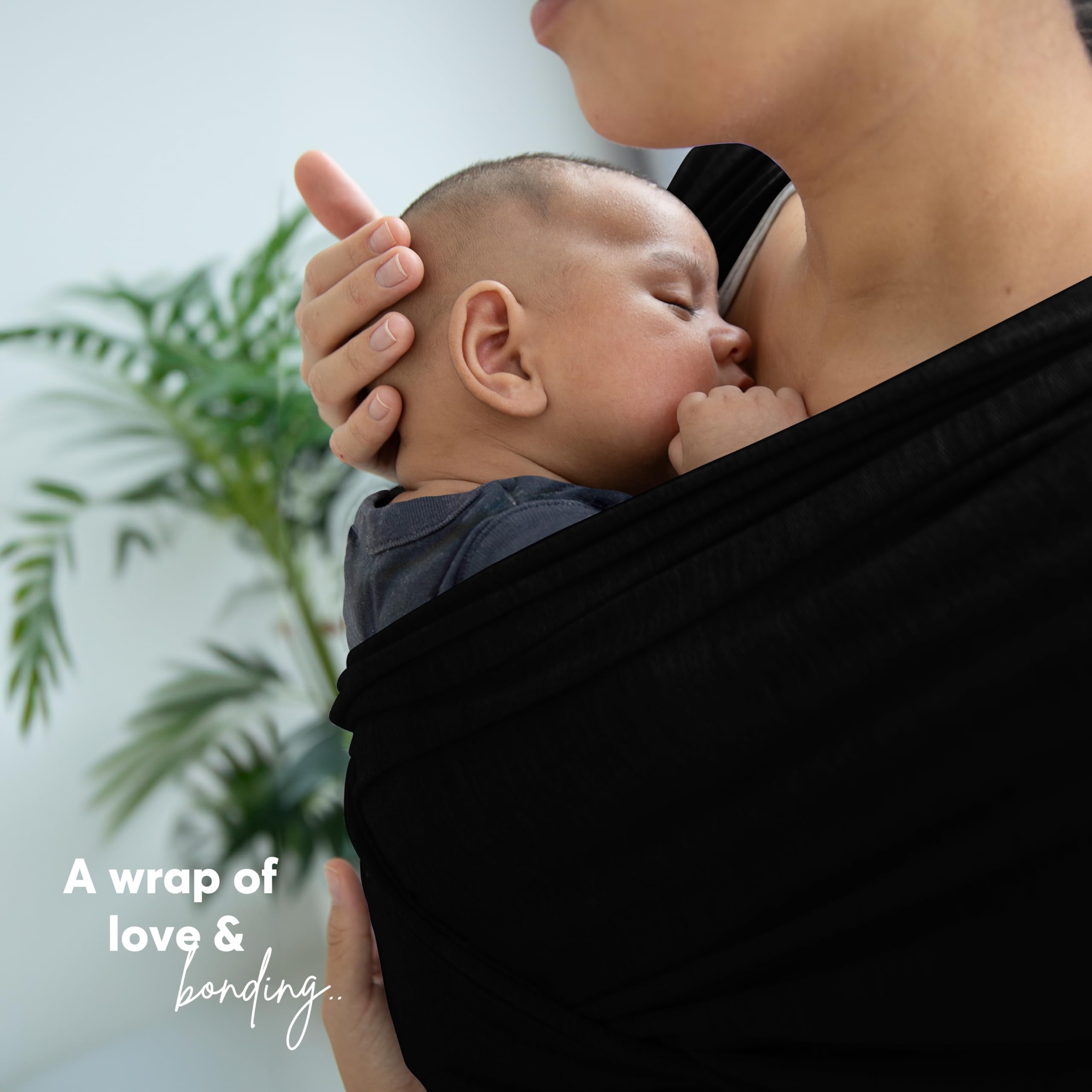 ELDOMA Black Baby Wrap Carrier - Lightweight, Breathable Baby Sling, Hands Free Baby Carrier Sling, Baby Carriers from Newborn to Toddler, (7-35 lbs / 3-15kg) — view 7