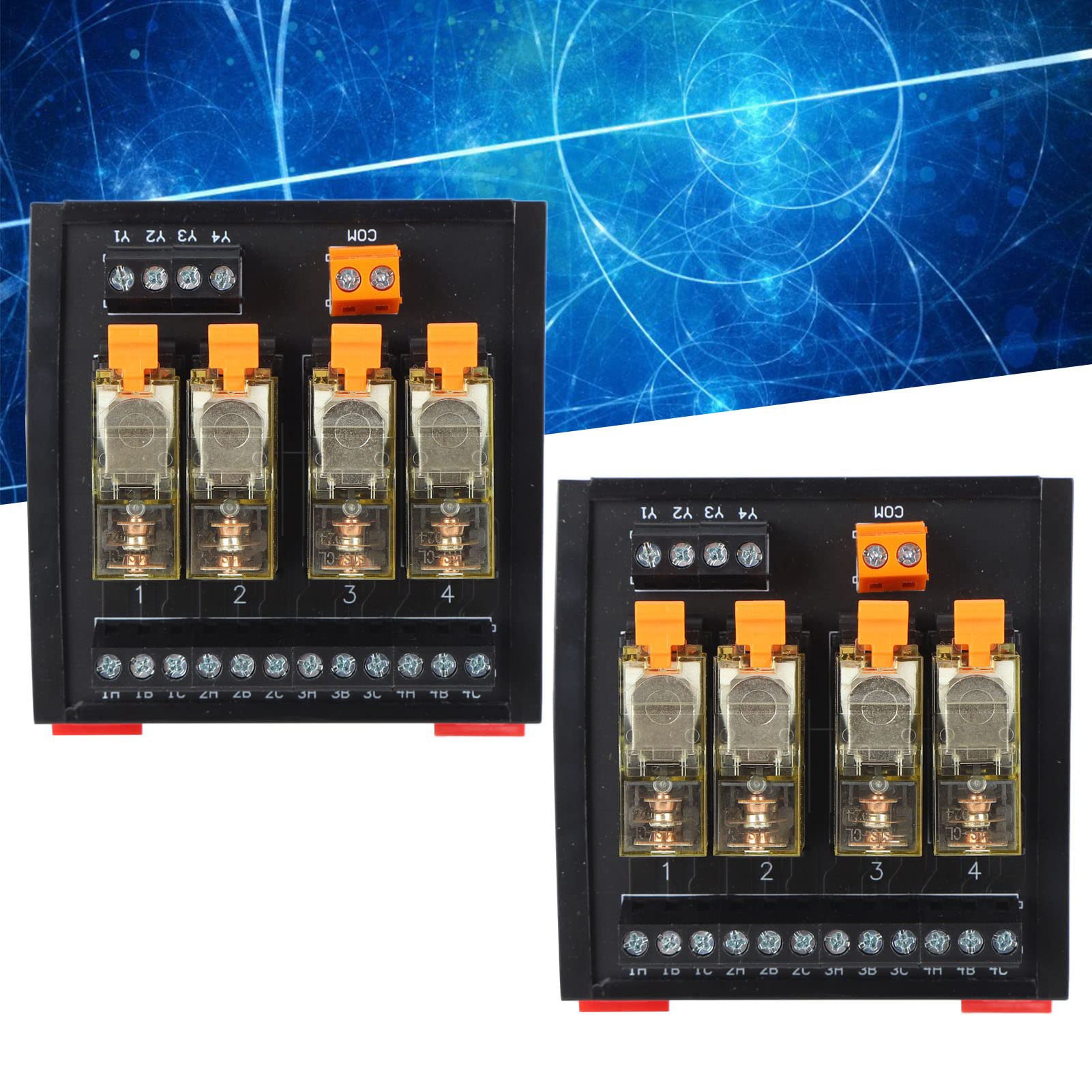Oumefar Tablero de Control del Módulo de relé de 4 Canales con Alta Sensibilidad para Equipos Industriales ABS y Acero Inoxidable 2 Piezas