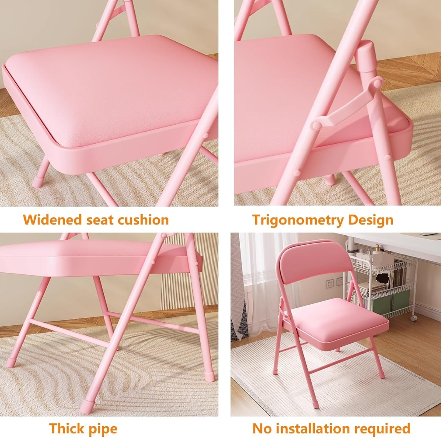 Portable Folding Chairs with Thick Padded Seats, Stackable Indoor Outdoor Commercial Seating for Events, Weddings, Parties, and Dining - Brown Color