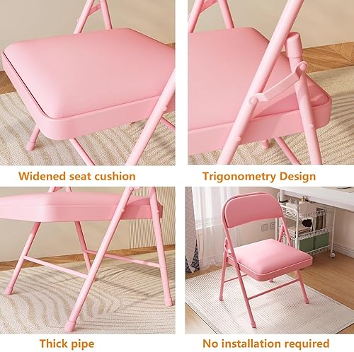 Miniatura 7 de Folding Chairs with Padded Seats - Portable Stackable Commercial Seating for Indoor and Outdoor Events, Weddings, Offices, Kitchens, and Dining