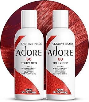 Adore Semi Permanent Hair Color (060 Truly Red) | Vegan & Cruelty-Free Red Hair Dye | No Ammonia, No Peroxide, No Alcohol | 4 Fl Oz Each (Pack of 2)