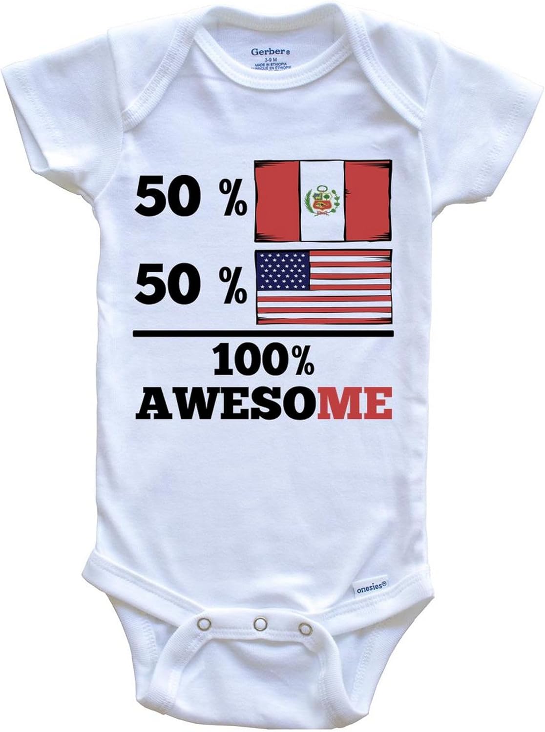 50% Peruvian 50% American 100% Awesome Funny One Piece Baby Bodysuit