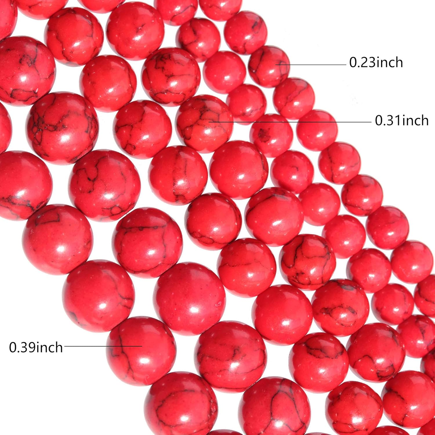 Natural Stone Beads 8mm Red Turquoise Polished Round Smooth Gemstone Beads for Jewelry Making 15 Inch(Red Turquoise,8mm) - Image 2
