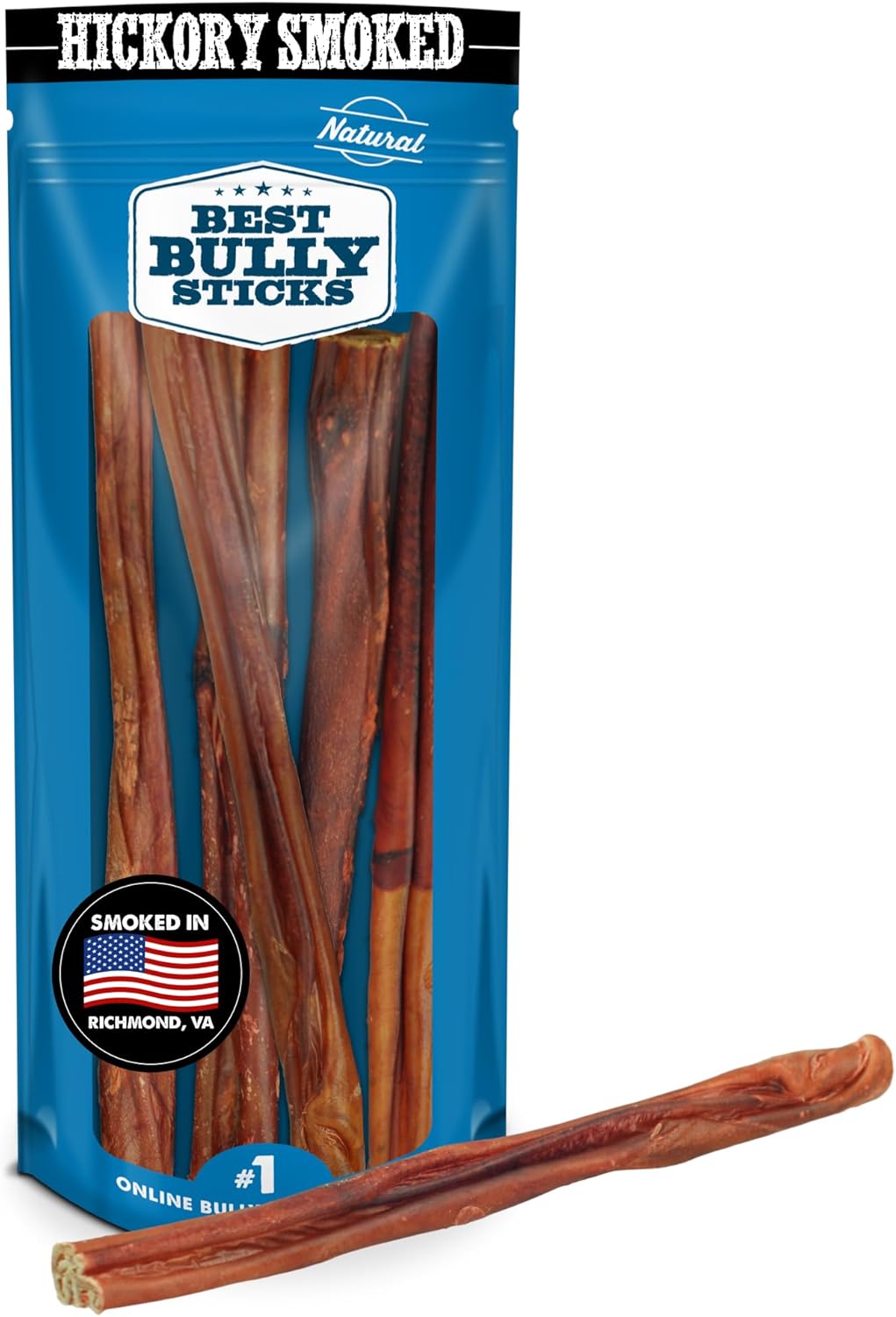 Best Bully Sticks Smoked Bully Sticks with Collagen for Dogs - 10-12 Inch, 5 Count (Pack of 1) - Natural, Grain Free Dog Chews - Large, Long-Lasting Treats for Aggressive Chewers