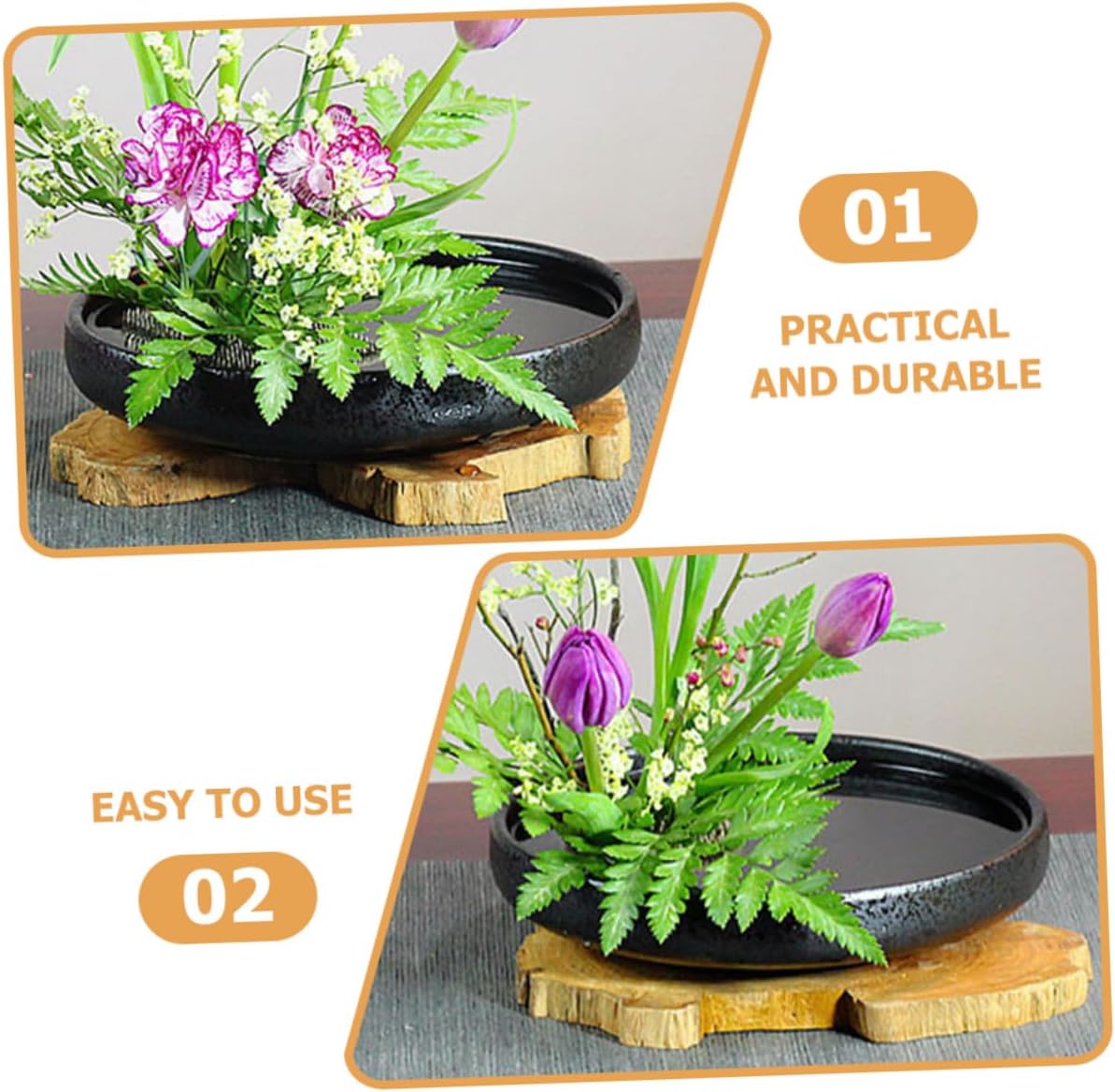 DECORNIJIA Ceramic Flower Frog with Round Base and Vase Pot Floral Arrangement Tool for Ikebana and DIY Flower Arranging Reusable Floral Frog for Home Decor and Florist Supplies
