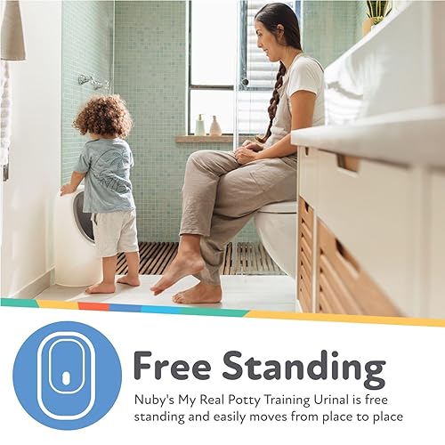 Vista 5 de Nuby My Real Training Urinal - Independiente - Con botón de descarga realista y sonido - Entrenamiento para ir al baño para niños - Más de 18 meses