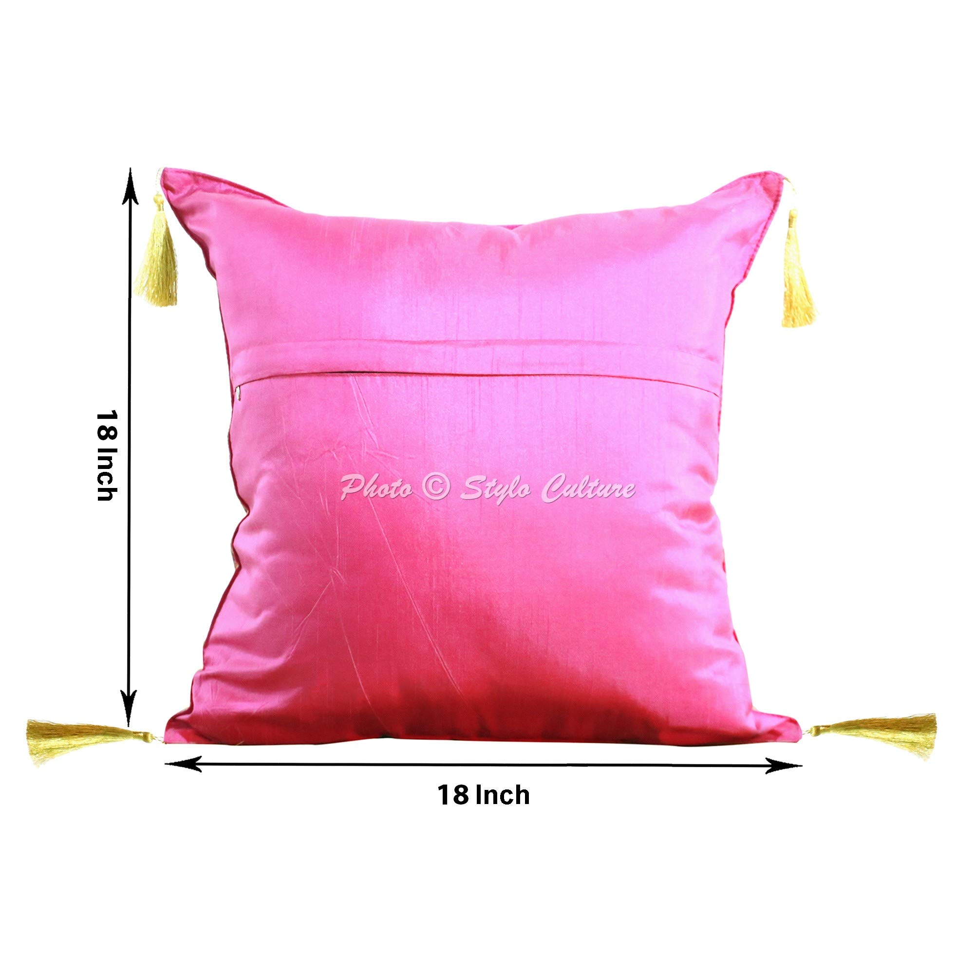 Stylo Culture Bohémien Fodere Per Cuscini 45x45 cm Decorazione Per La Casa Per Letto Pavone Nappe Jacquard Marrone Caffè Quadrato Cerniera 18x18 pollici Federe Per Cuscino Divano - 4 pezzi