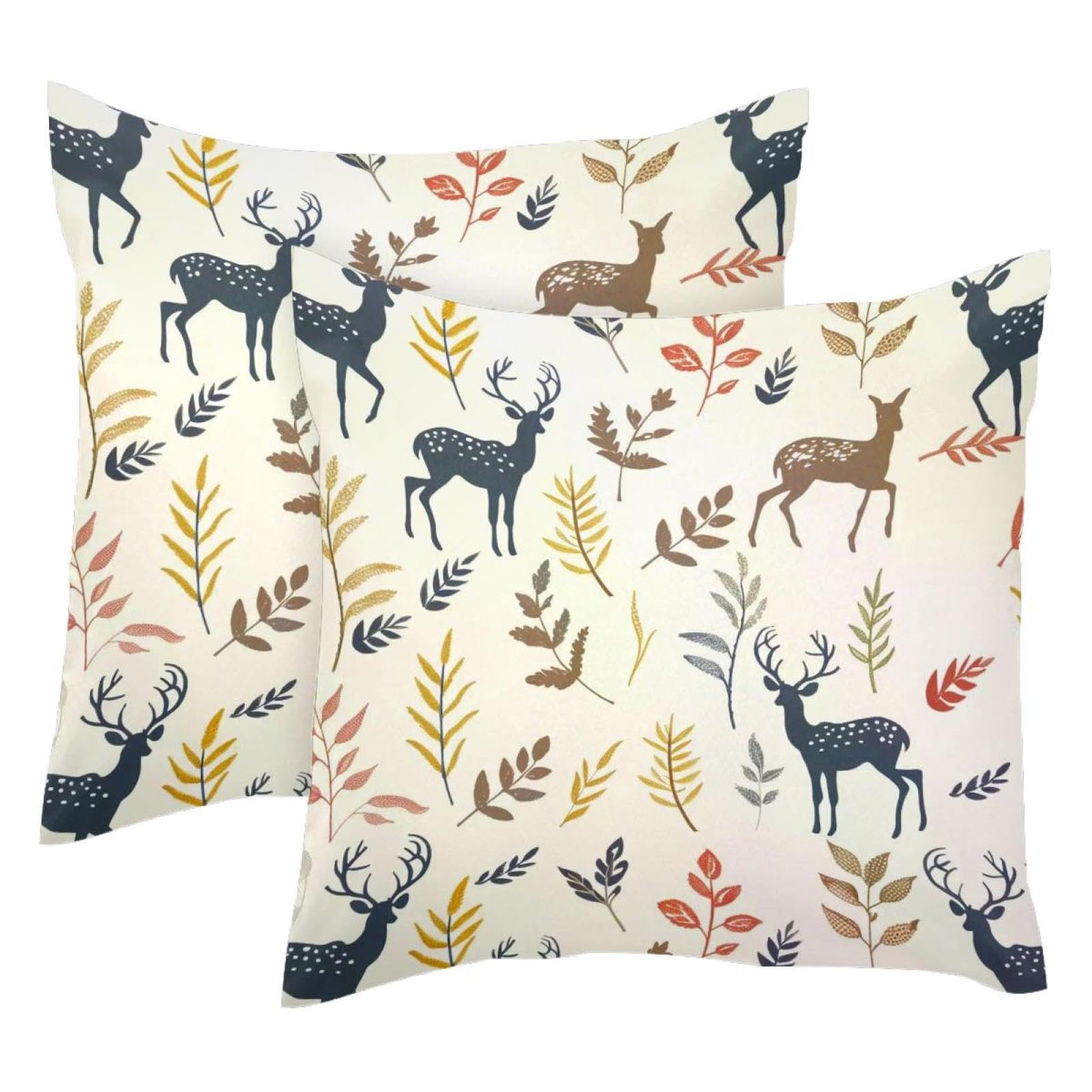 Housses de coussin velours 50x50 cm motif feuilles de cerf taie décoration canapé lit