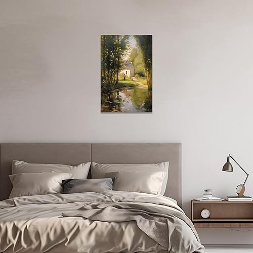 Miniatura 4 de CCWACPP Arte de pared de paisaje rural, pintura de naturaleza verde, lienzo, paisaje, obras de arte, impresión de casa de campo, decoración de