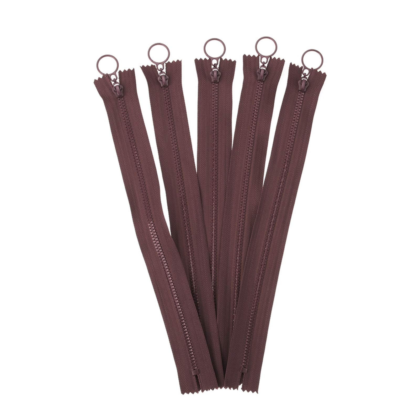 CFFQDQUANB Zipper for Bags, Zippers 25cm 5pcs/Pack for DIY Sewing Bag Garment,Candy Colors Zippers Round Ring Zipper,(Dark Coffee)