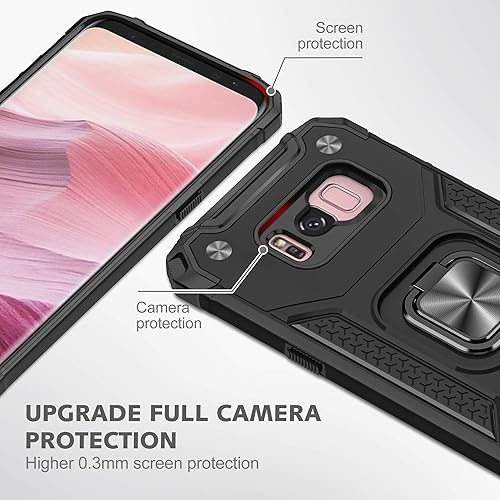 Miniatura 3 de YmhxcY Funda para Galaxy S9, funda para Samsung S9 con protector de pantalla curvado 3D, funda de grado armadura con soporte giratorio,