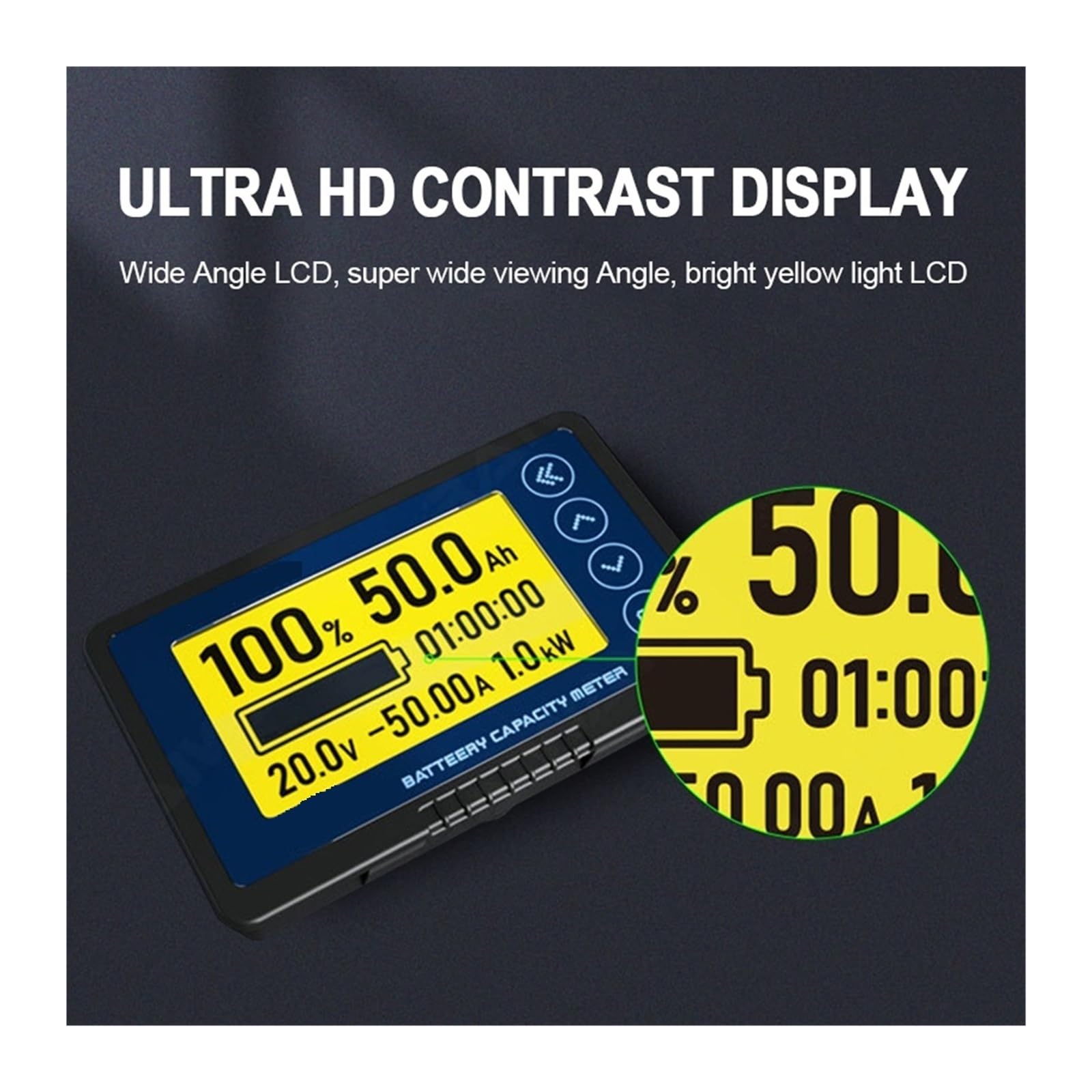 Tester USB,Tester kabla USB, Licznik 8-120V Wskaźnik pojemności akumulatora Wyświetlacz napięcia prądu litowego do detektora akumulatora kwasowo-ołowiowego do sprawdzania pojemności, czyszczenia pojem