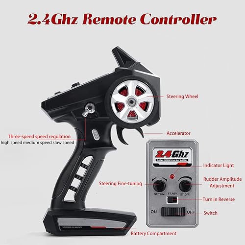 Miniatura 5 de Coches de deriva a control remoto, 116 rojo a la deriva RC Car 4WD 2.4GHz Auto de control remoto de alta velocidad deportivo de carreras con luces,