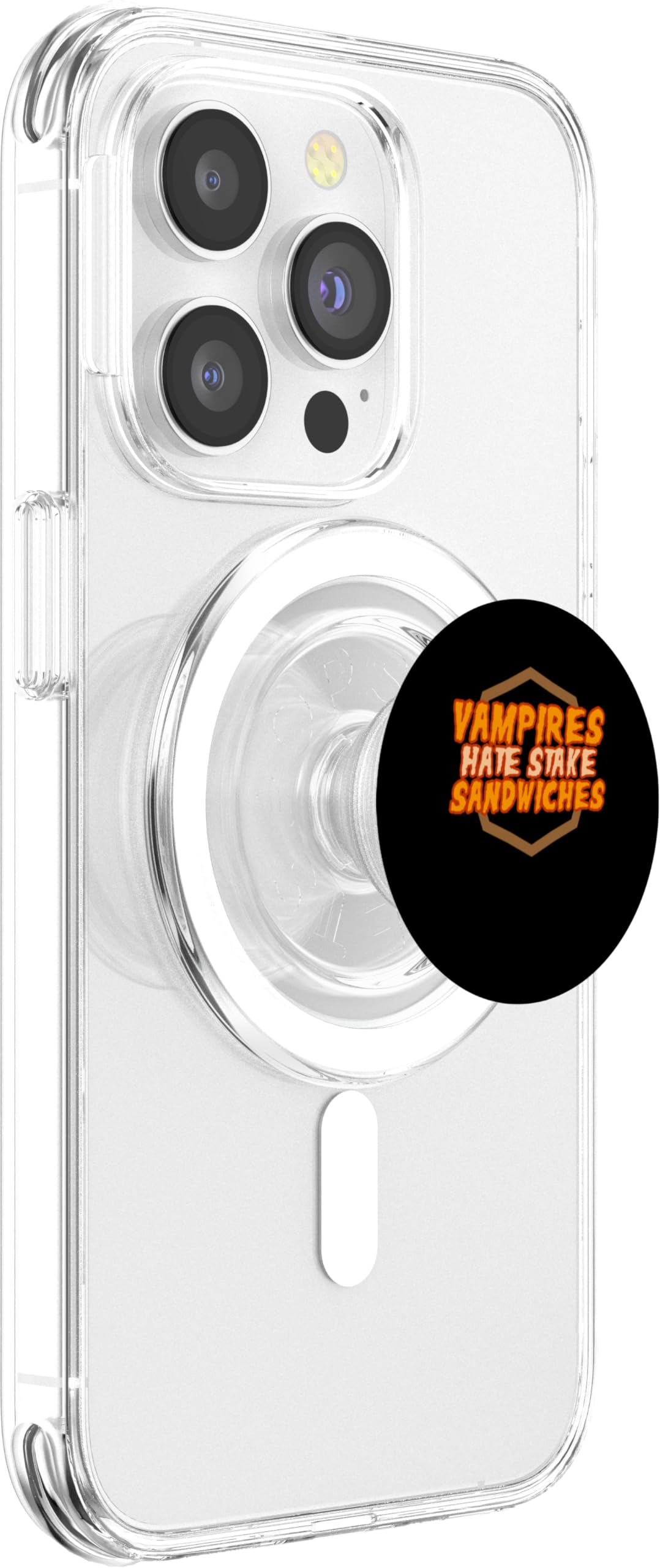 Vampires hate stake sandwiches - Vampire PopSockets PopGrip for MagSafe, Clear - Image 4