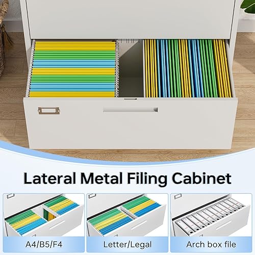 Miniatura 47 de Archivador de 4 cajones con cerradura, archivadores de metal, archivador vertical pequeño archivador de acero con cerradura para oficina en casa
