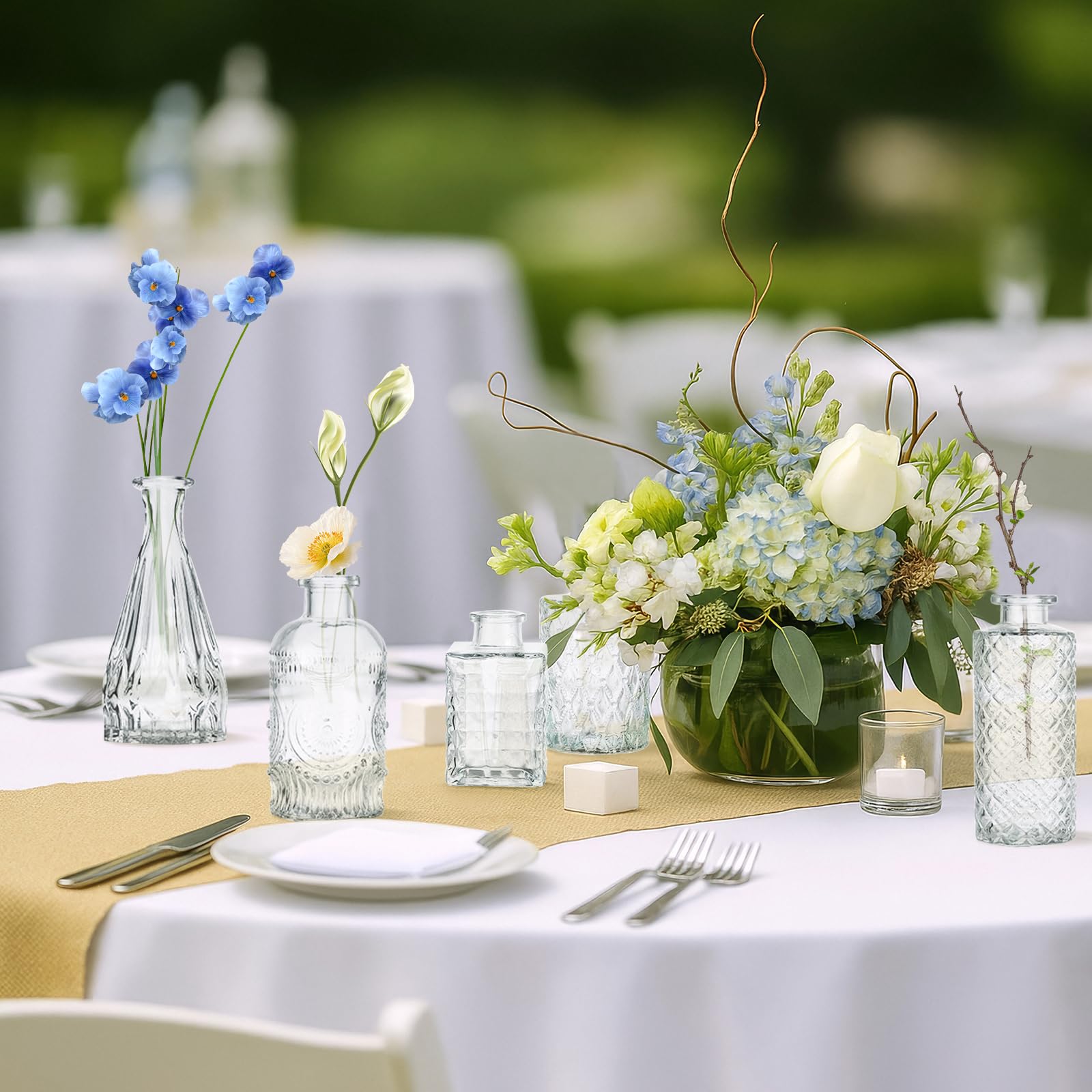 Set di Piccole Vasi 12PCS Vaso da Tavolo in Vetro Mini Vasi Decorativi Vaso da Fiori Set di Mini Vasi Decorazioni per Matrimonio Fiori Decorazioni per la Casa Matrimonio Centrotavola per Feste