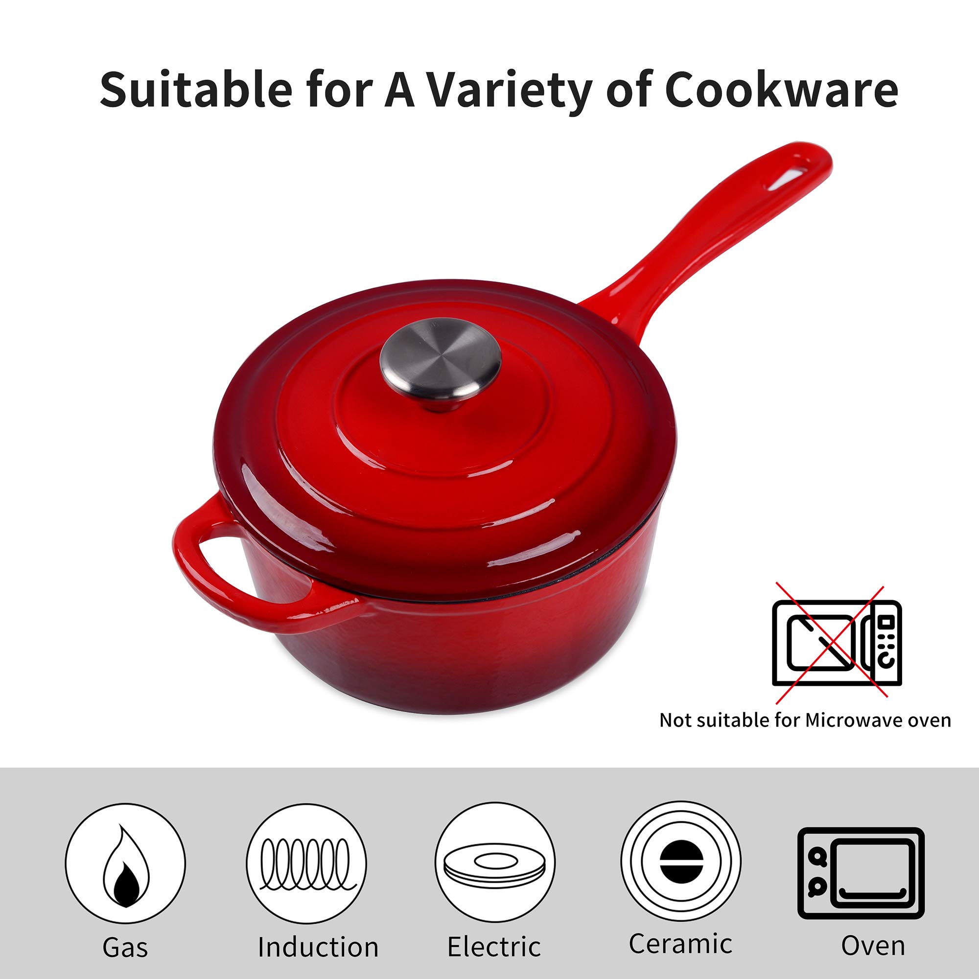 Casseruola In Ghisa Velaze 7L - Forno Olandese Per Induzione, Rosso Ovale 34cm - Foto 9