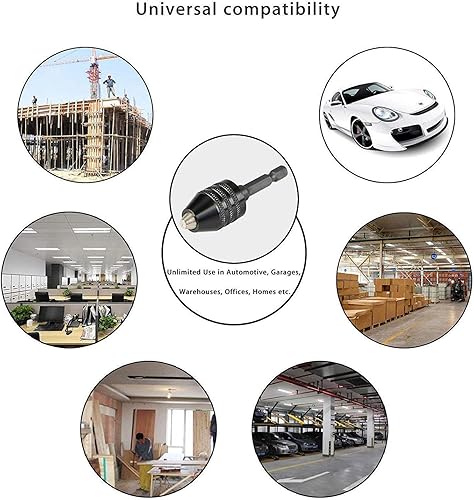 Miniatura 7 de Mango hexagonal sin llave, capacidad de 0.012-0.256 in, herramienta de conversión de portabrocas sin llave de 14 pulgadas, herramienta de conversión