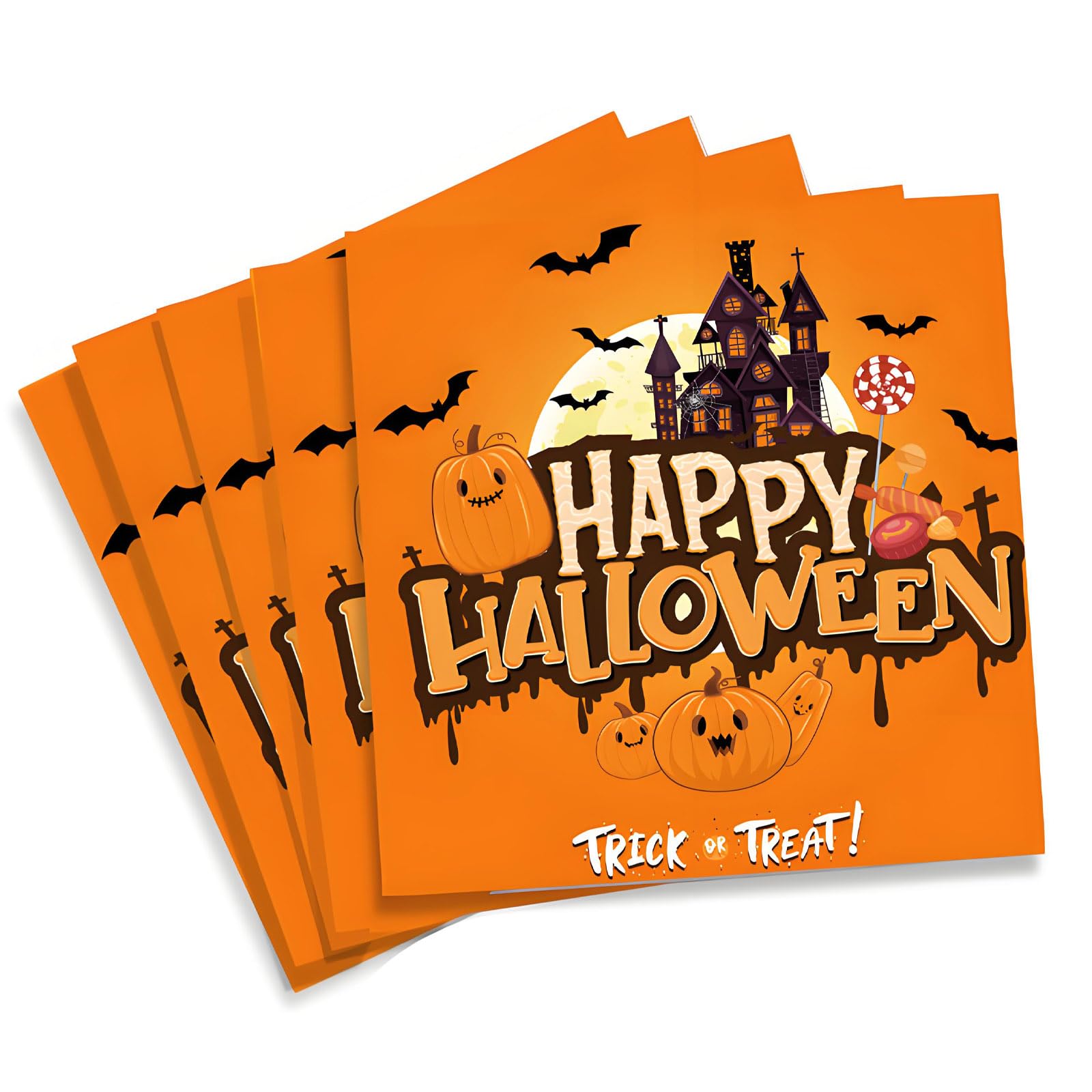 40 Halloween Servietten – Spinnennetz, Geister, Hexen & Kürbis-Motive, 16,5 X 16,5 Cm Für Tischdeko