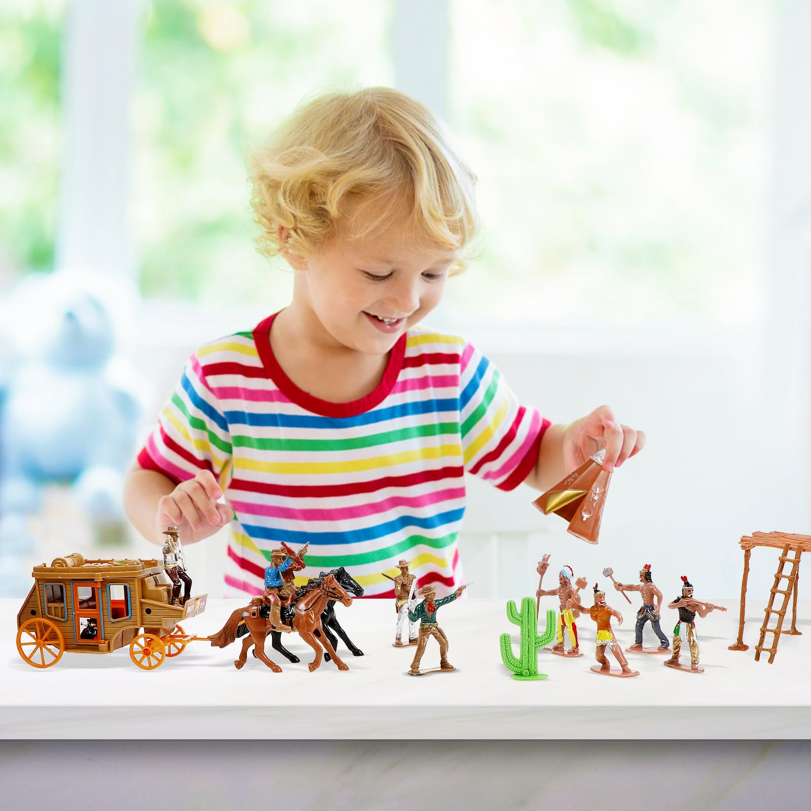 NUOBESTY Figure di Cowboy Ovest Modello di Figura di Nativo Americano Giocattoli di Soldati di Azione Indiani Gioco di Cowboy Occidentale per Bambini Giocattoli Educativi per