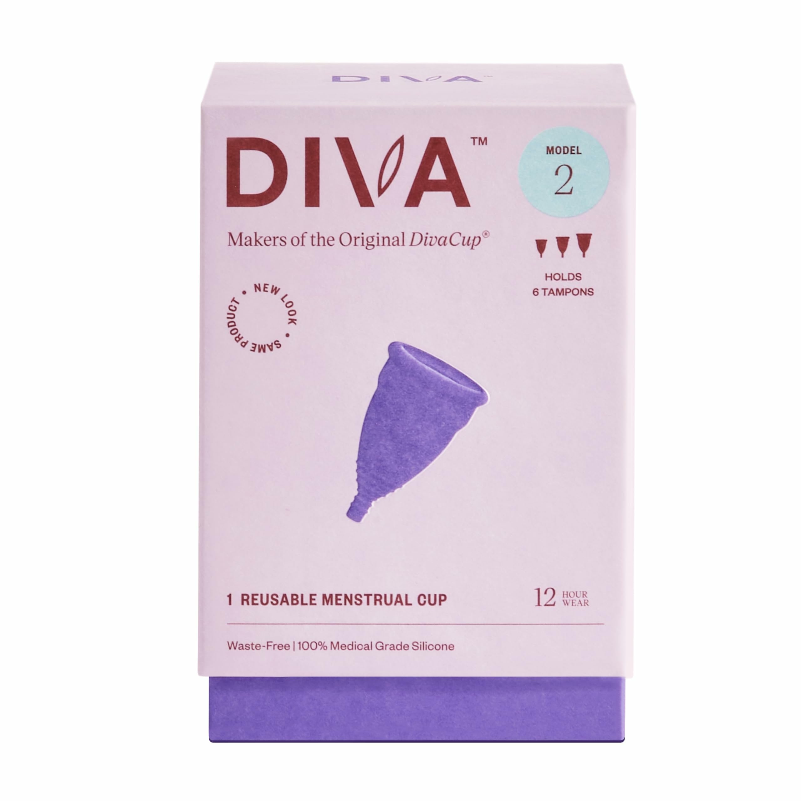 DivaCup Menstrual Cups Model 2 - 100% Medical-Grade Silicone, BPA- And Dye-Free, Soft, Comfortable Cup With Storage Bag And User Guide. Only Period Cup Approved As Medical Device In Multiple Countries